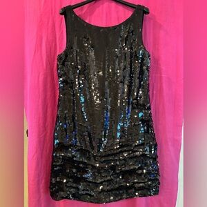 Banana Republic Black Sequin Sleeveless Dress Size 12